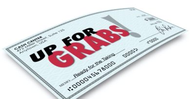 Check that says Up for GRABS