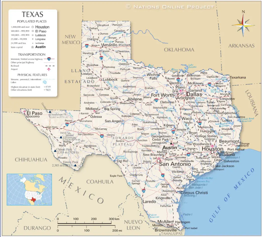 Texas state map: where corporations are relocating their headquarters.